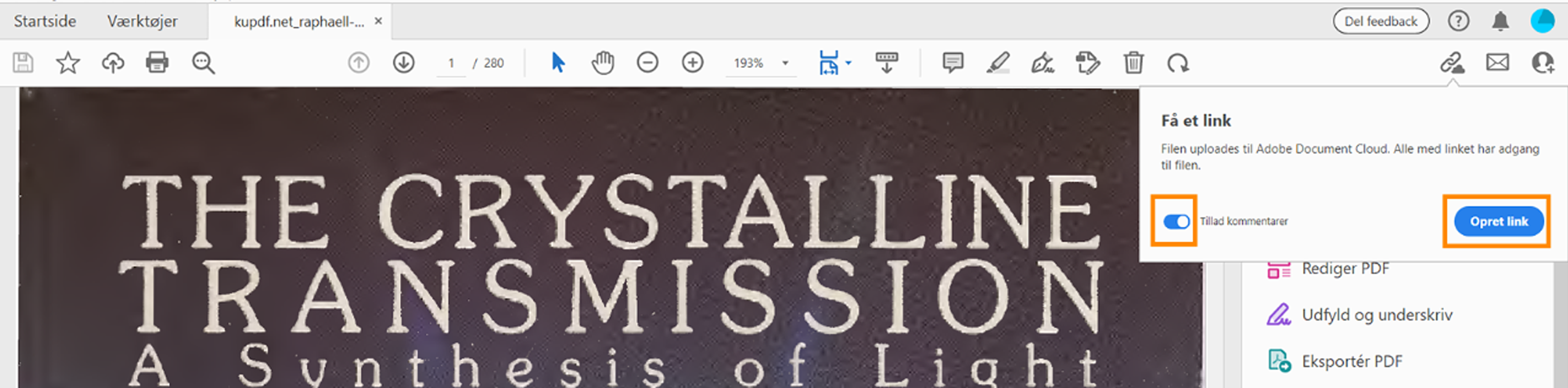 Kopiér link, og del