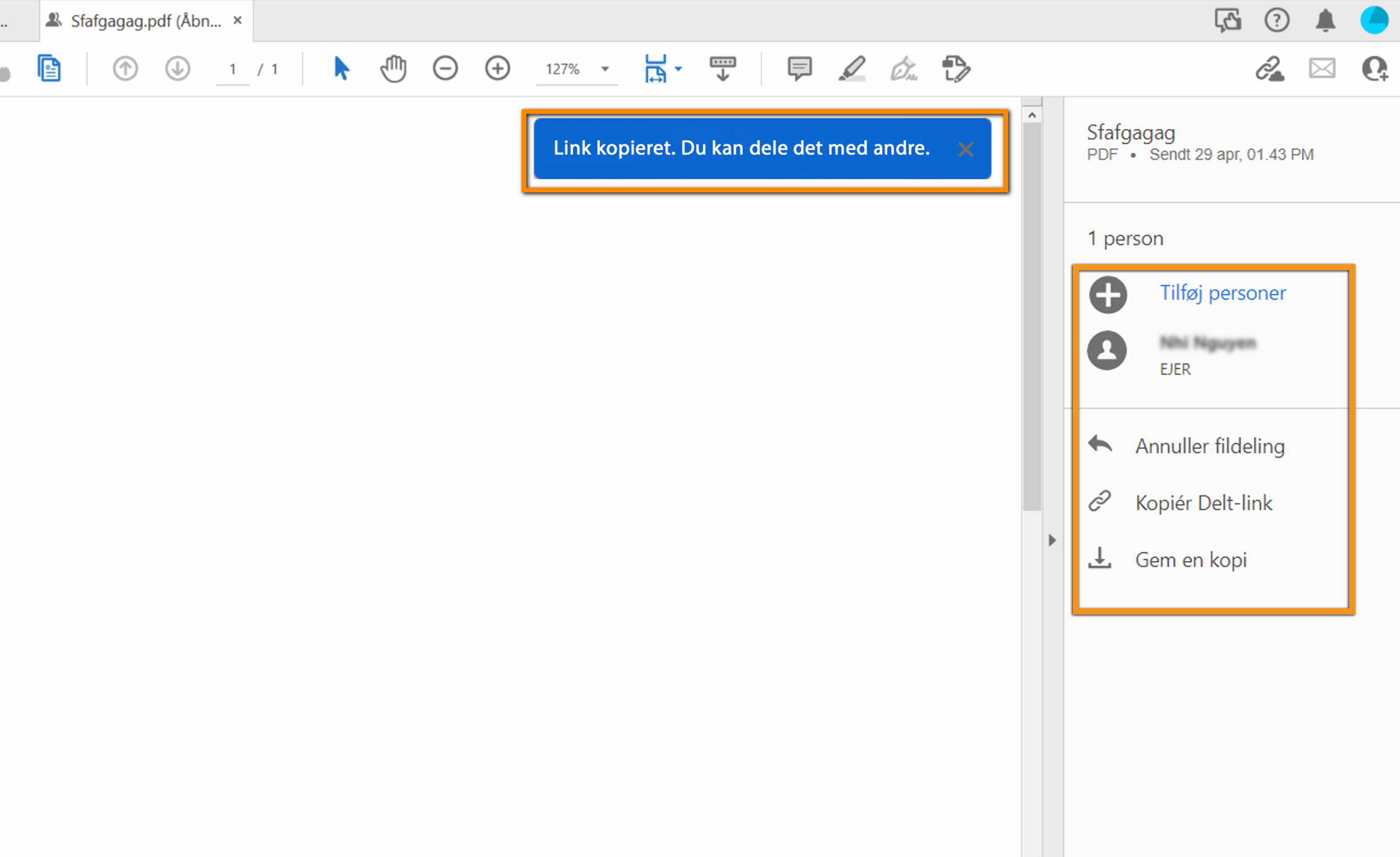 Del linket med andre modtagere