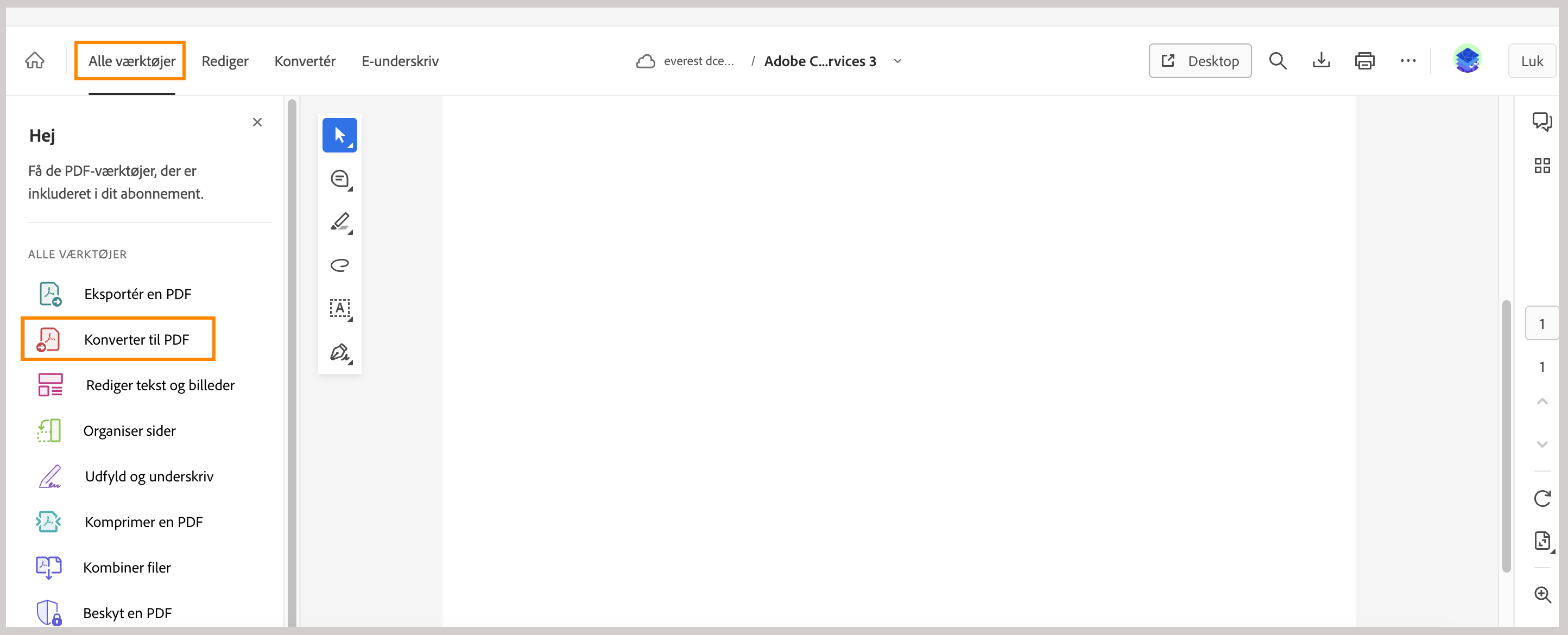Opret PDF fra eksempelvisning