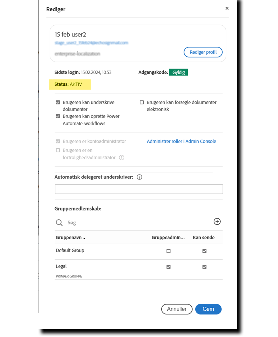 edit_-_status Brugerprofil, der fremhæver Brugerstatus