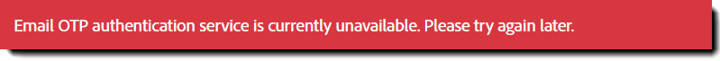 Fejlkoden, når engangskode (OTP) via mail er deaktiveret, og modtagere uden godkendelsesmetode forsøger at se aftalen