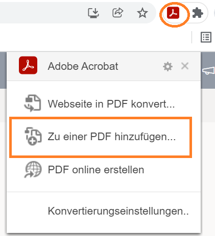 Zu einer PDF-Datei hinzufügen