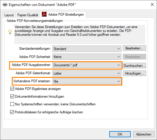 Adobe PDF-Einstellungen