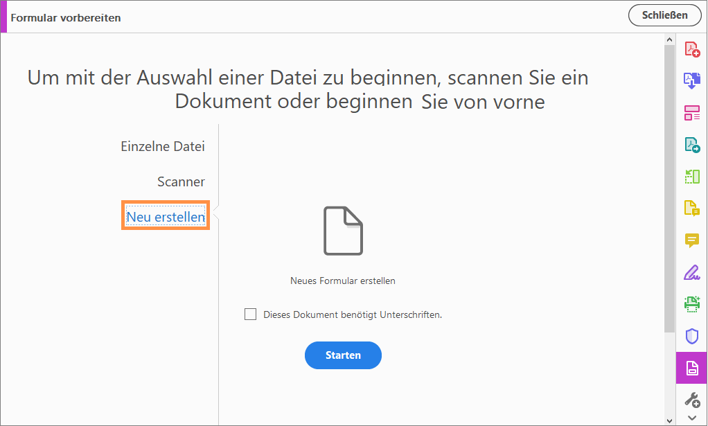 Formulare neu erstellen