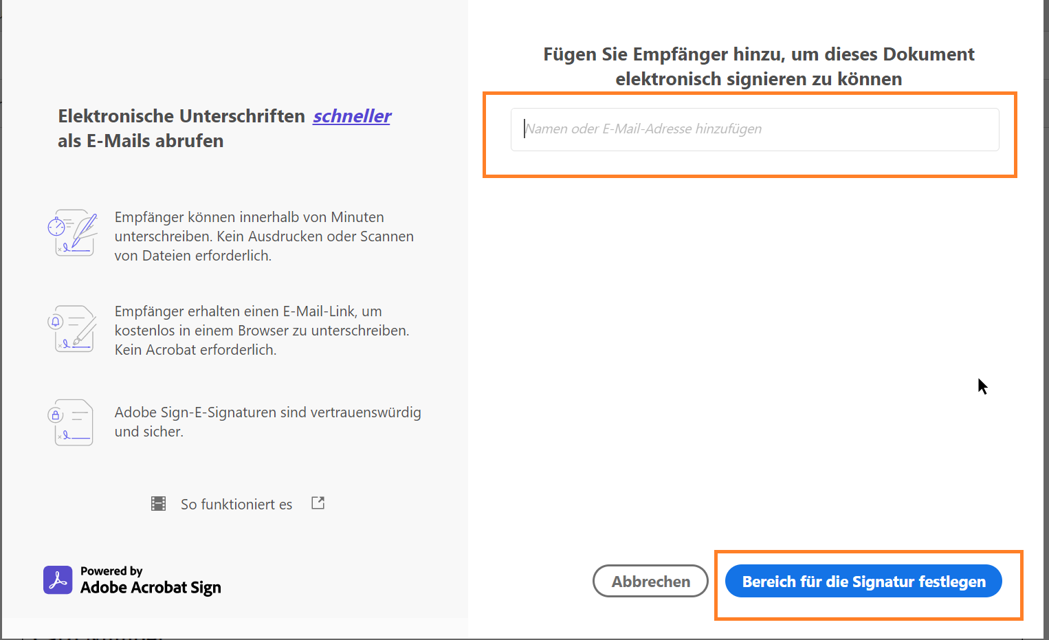 Unterzeichner hinzufügen