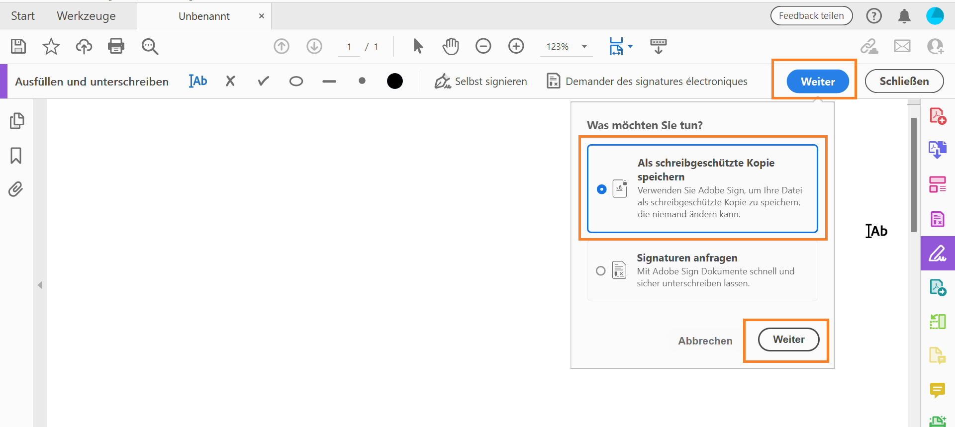 Als schreibgeschützte Kopie speichern