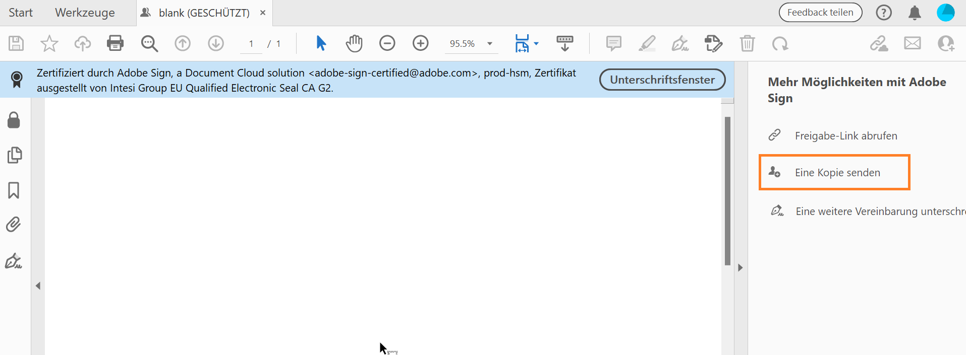 Klicken auf „Kopie senden“