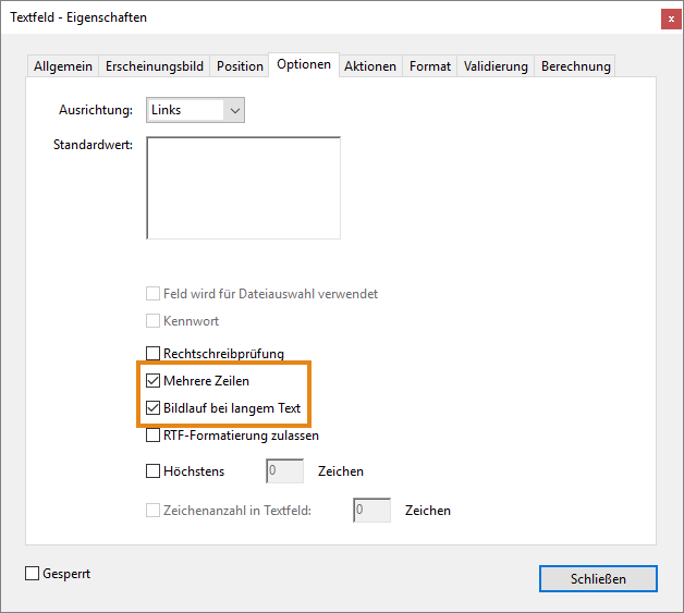 Mehrzeiliges Textfeld