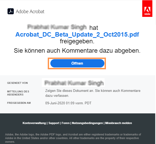 Überprüfungslink in einer E-Mail
