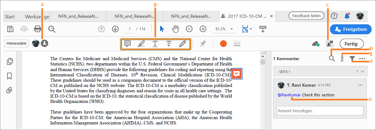 Weitere Überprüfungsaktionen in einer PDF