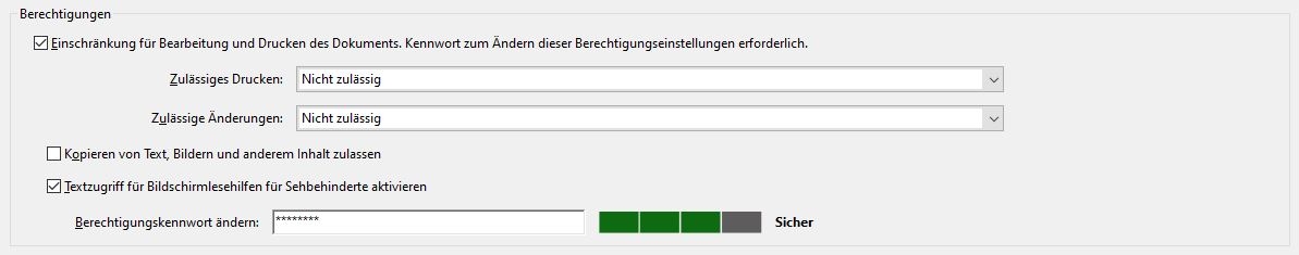 Kennwortschutzoptionen