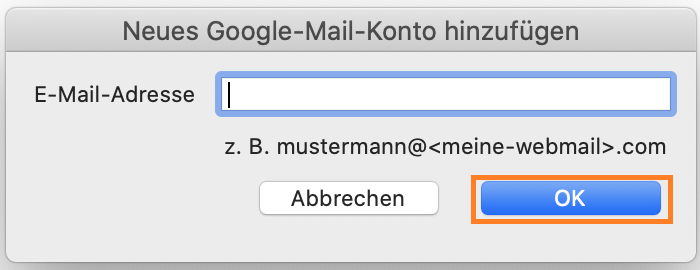 Gib deine Gmail-Adresse ein