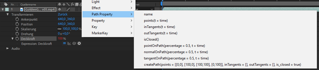 Expression-Sprachmenü