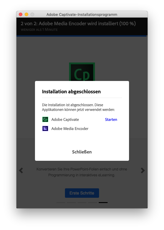 Captivate starten