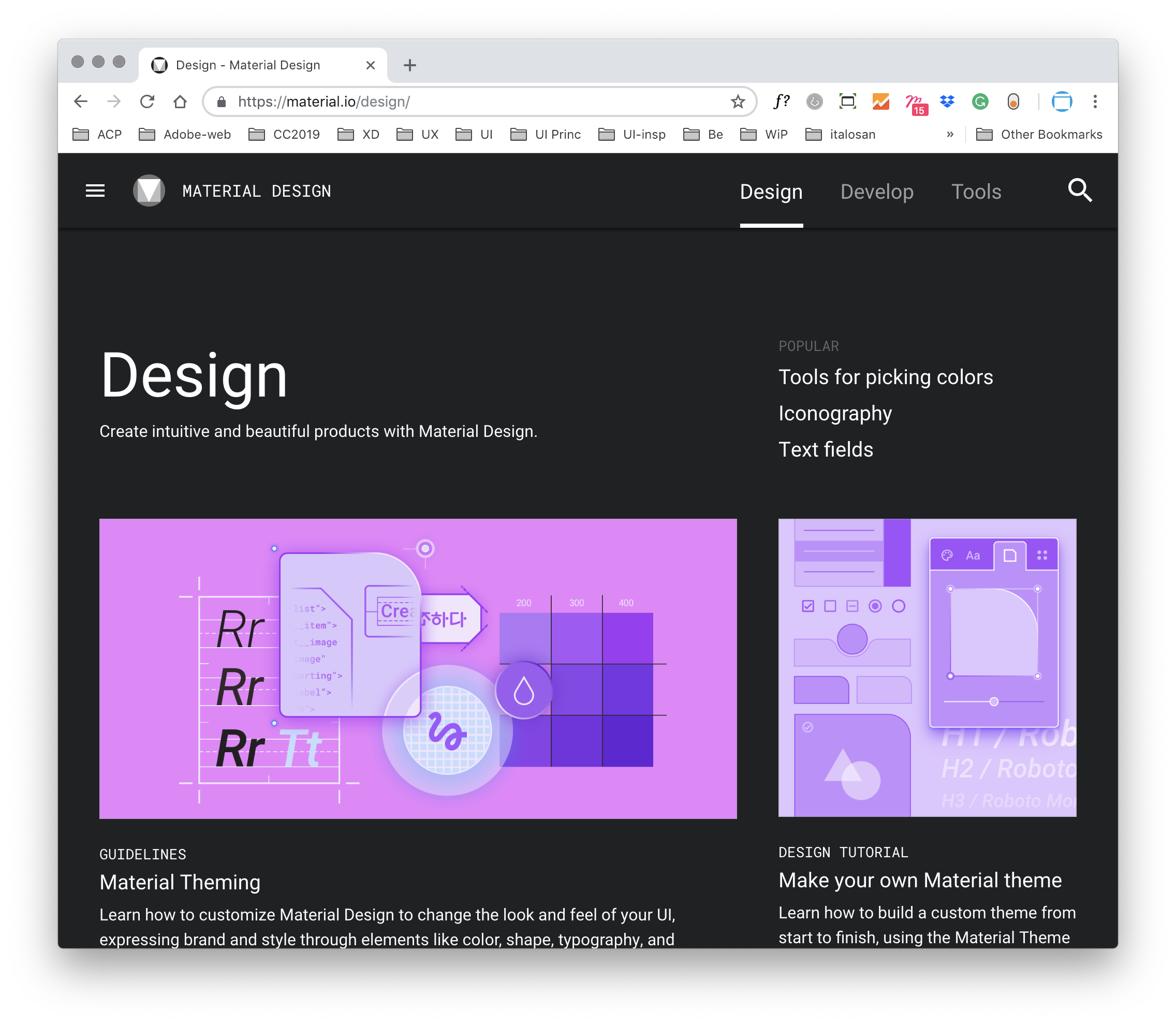 Google Material-Abschnitt zum Design