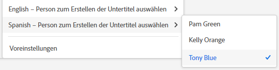 Nominieren eines Teilnehmers als Untertitler