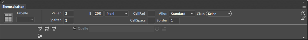 Tabelleneigenschaften
