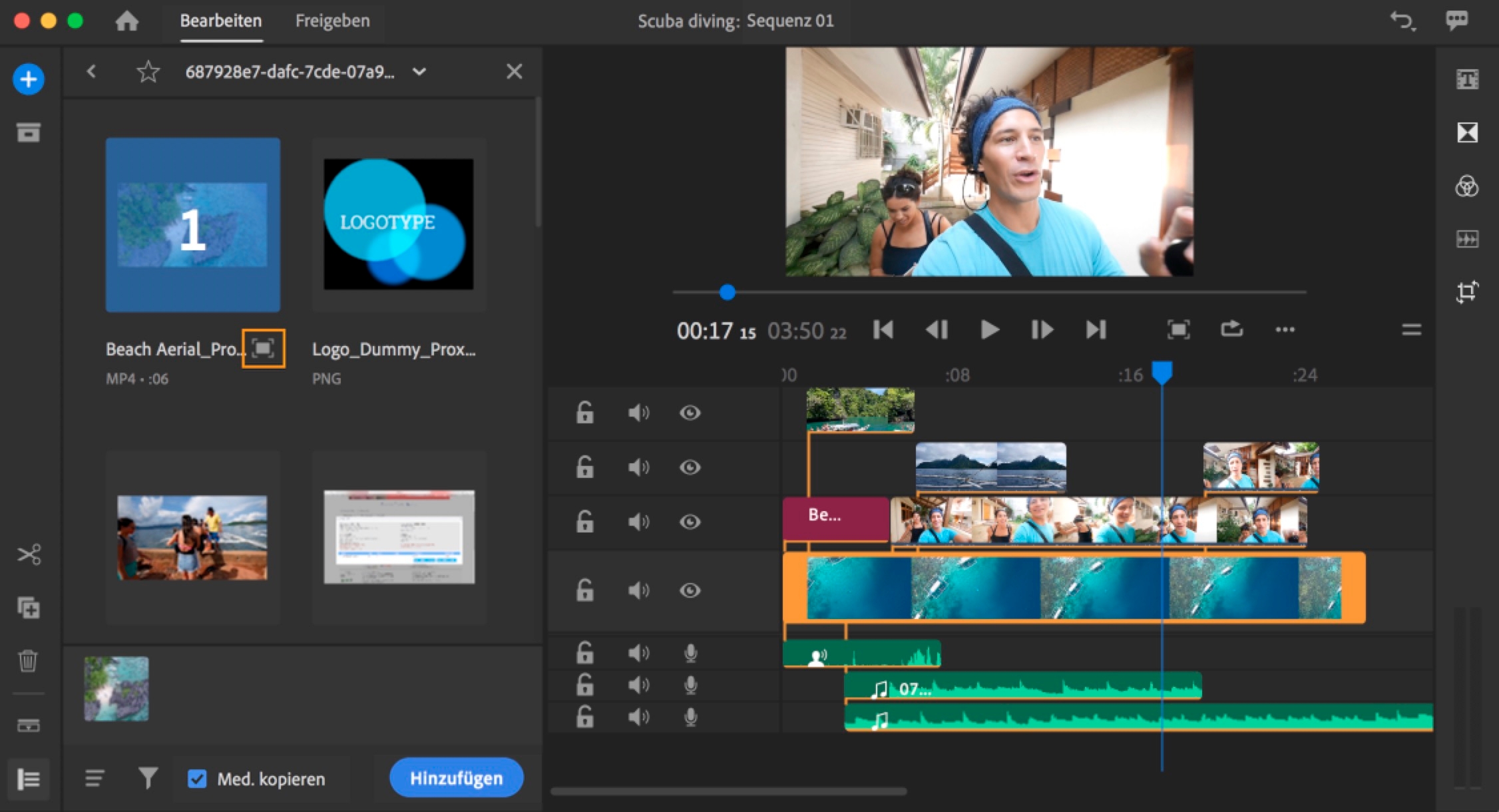 Größere Vorschau des ausgewählten Clips öffnen