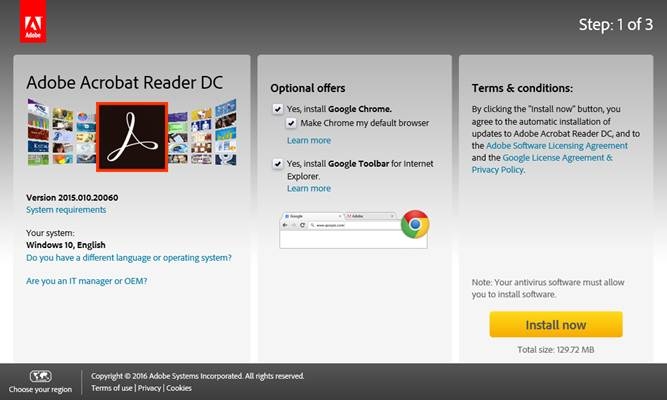 Acrobat Reader download page