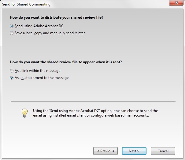 Send as attachment or link