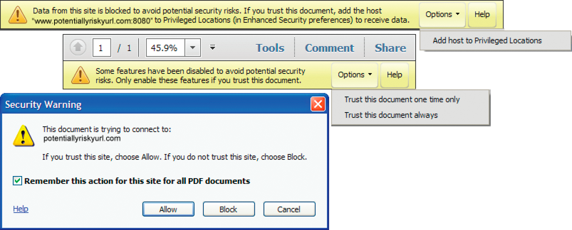Security warnings