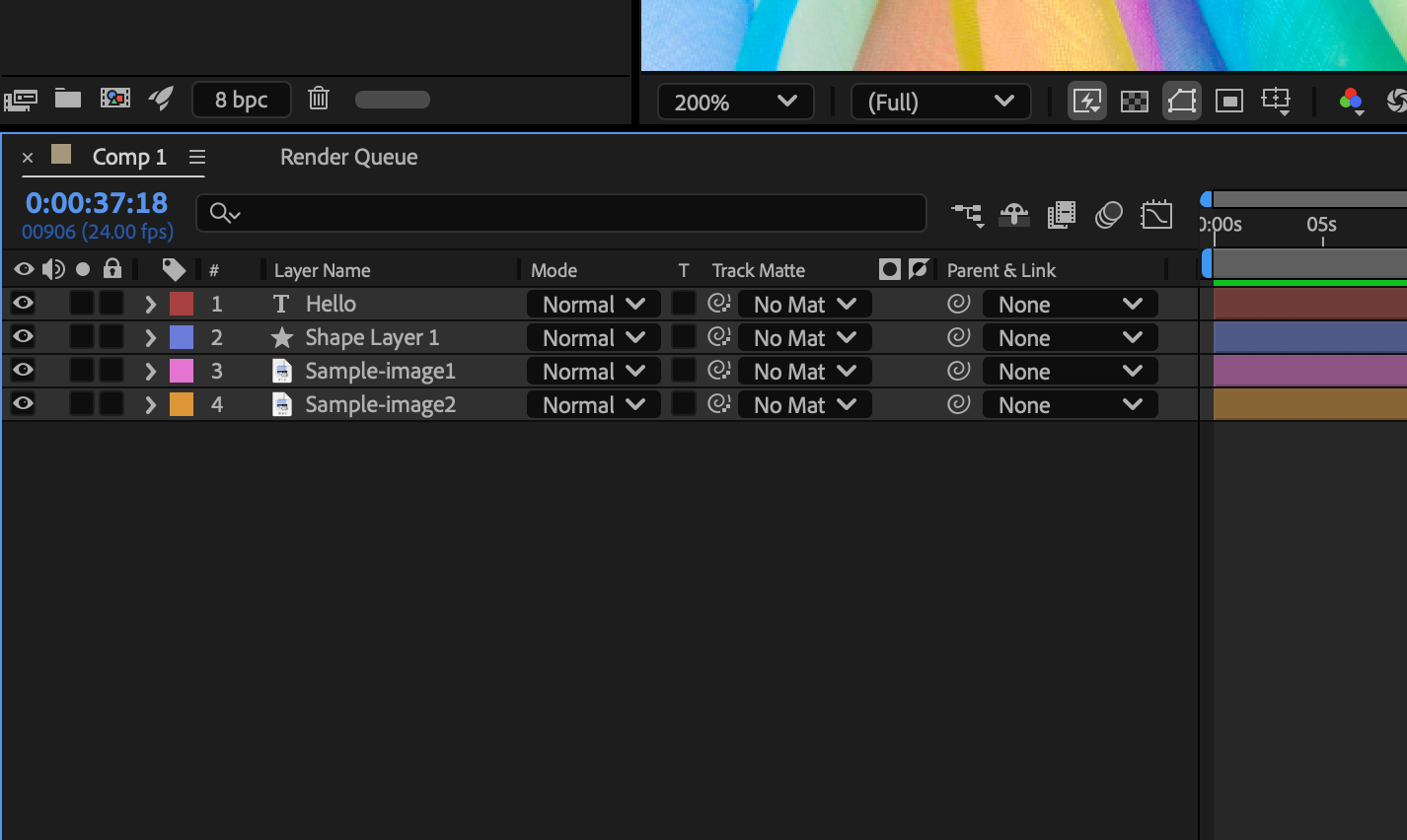 Collapsed property group of a layer in the Timeline panel.