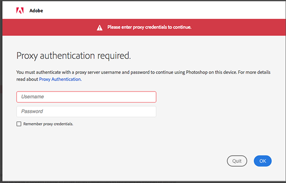 Proxy server credentials