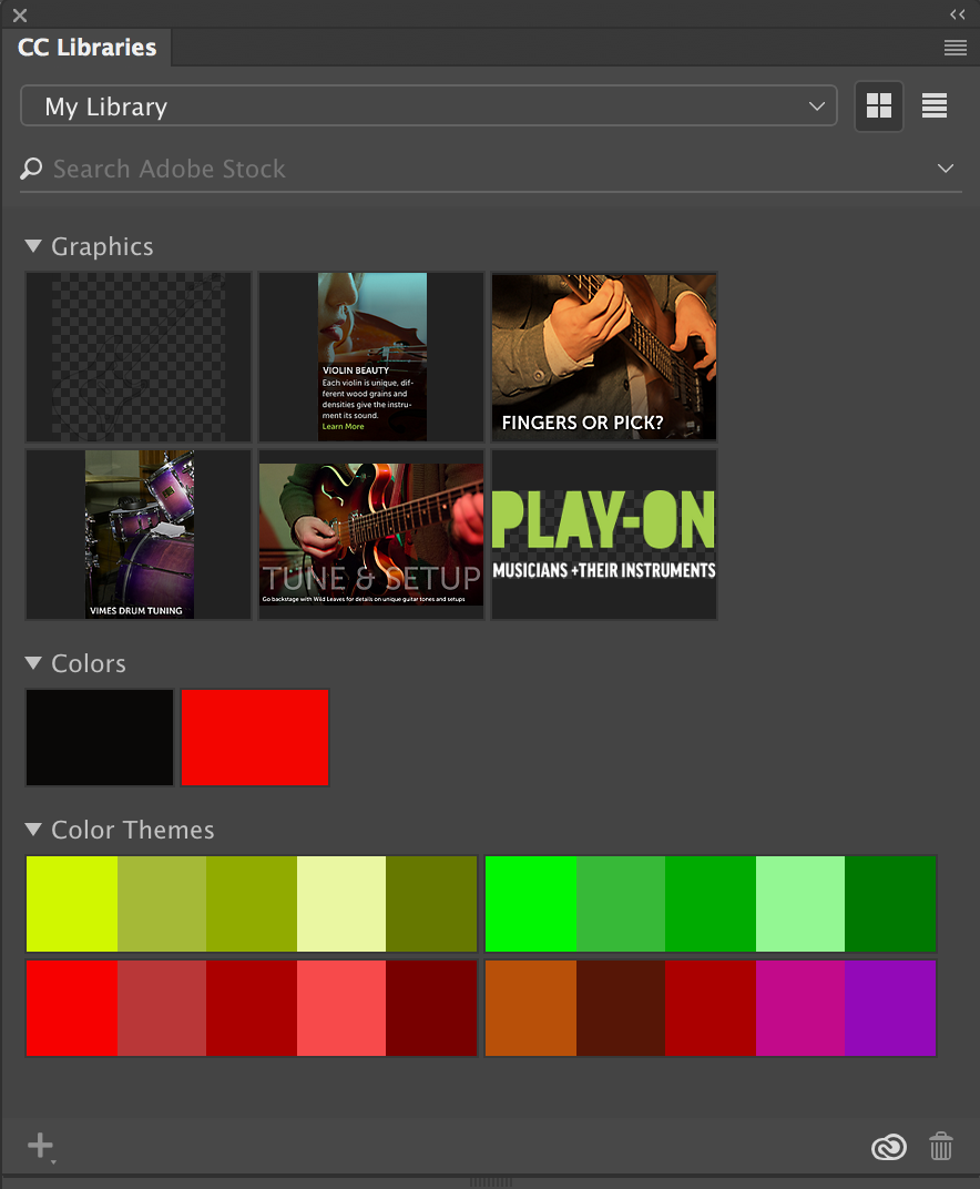 Het deelvenster CC Libraries