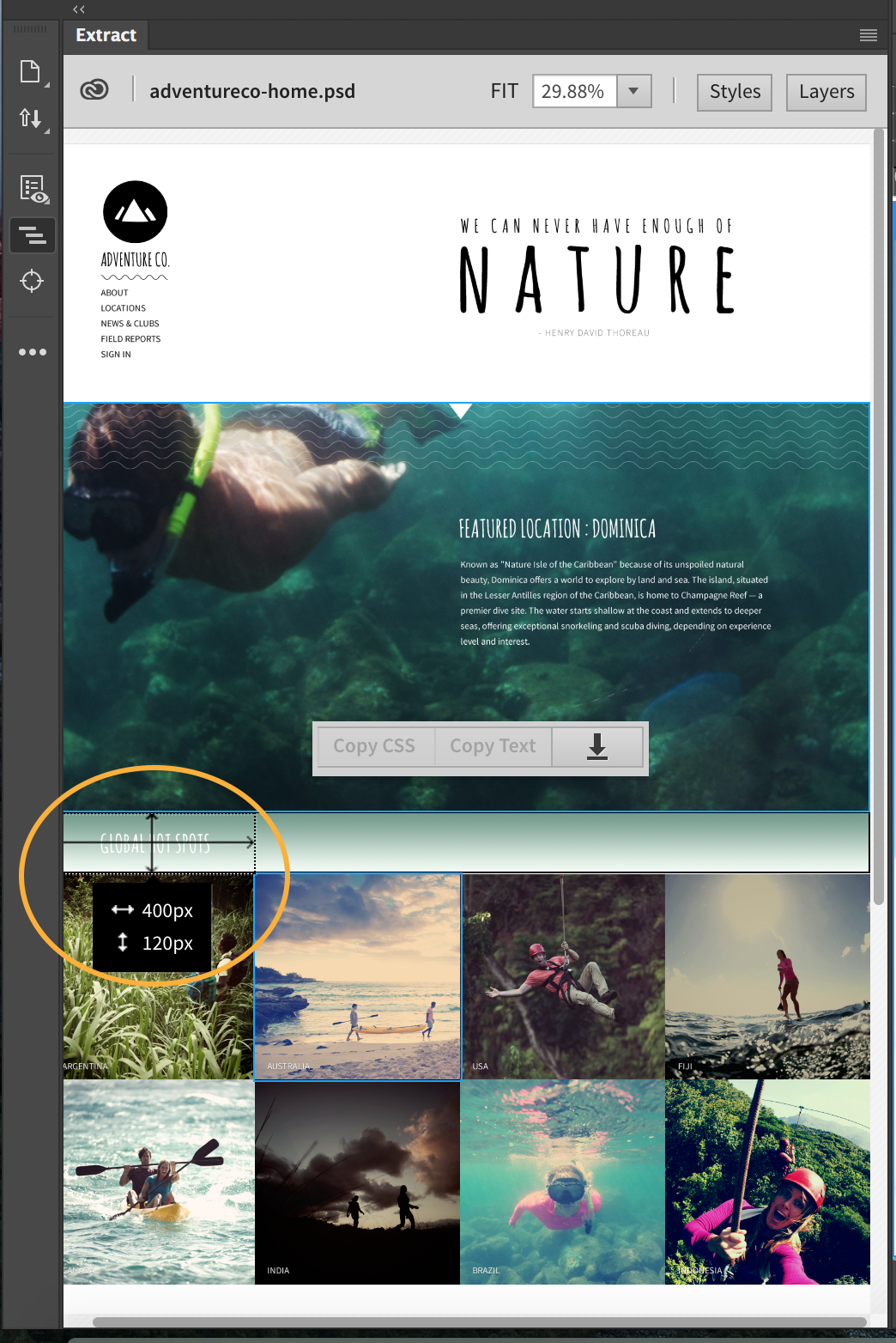 Afmetingen in het deelvenster Extract Afmetingen in het deelvenster Extract