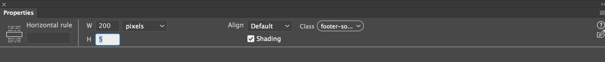 Modifying the properties of a horizontal rule