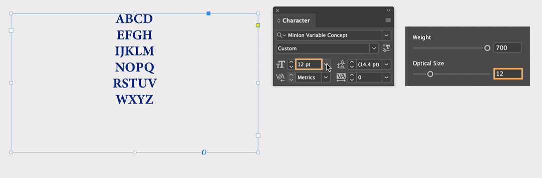 Automatically match Optical Size to Font Size in Variable Fonts Match