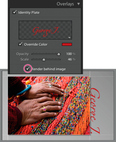 Visualización de la placa de identidad detrás de las fotografías Visualización de la placa de identidad detrás de las fotografías en Lightroom Classic CC