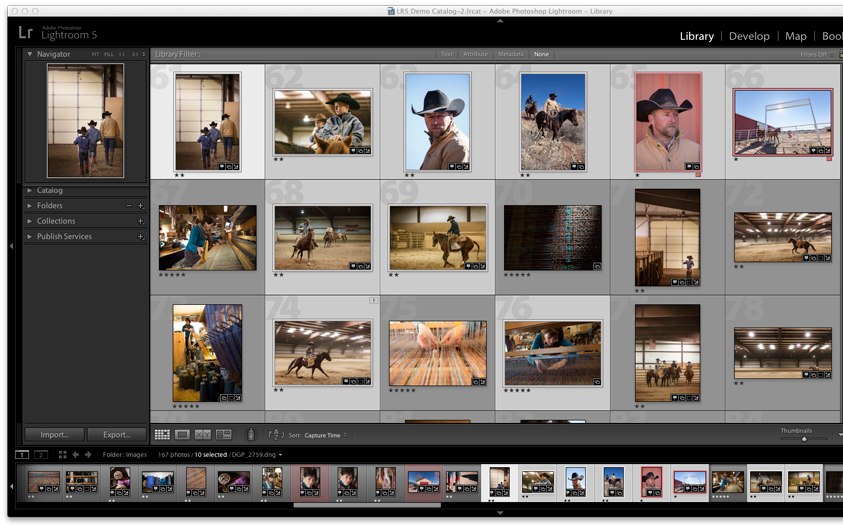 When multiple photos are selected, the lightest colored cell indicates the active photo. Lightroom Classic CC Select photos in the Grid view and the Filmstrip