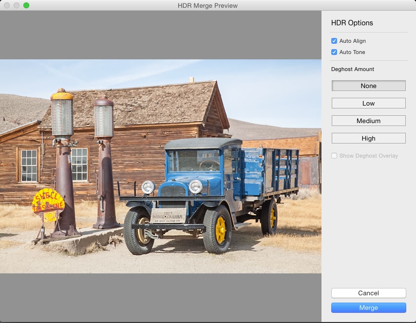 Preview the HDR image Lightroom Preview the HDR image