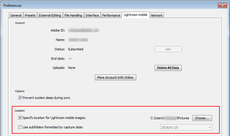 Lr_mobile_preferences Lightroom mobile sync location