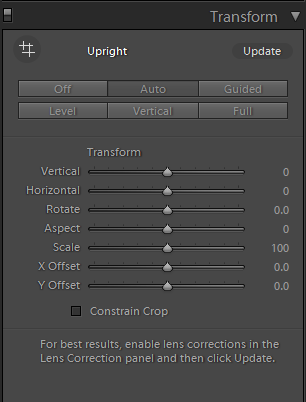 Transform panel in Lightroom CC The new Transform panel in Lightroom CC