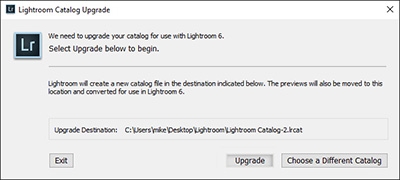 Dialoogvenster Upgrade van Lightroom-catalogus Dialoogvenster Upgrade van Lightroom-catalogus