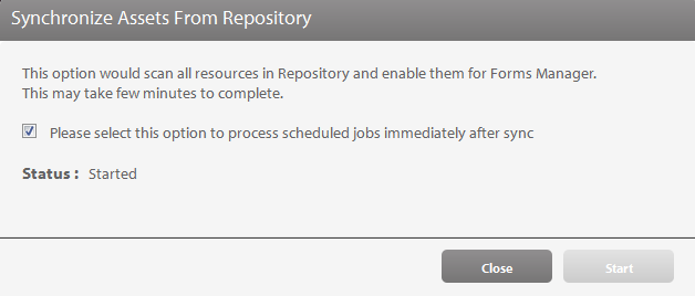 On_demand_synchronization_forms_manager Option to do an on-demand synchronization of forms and assets between LiveCycle respository and CRX repository.
