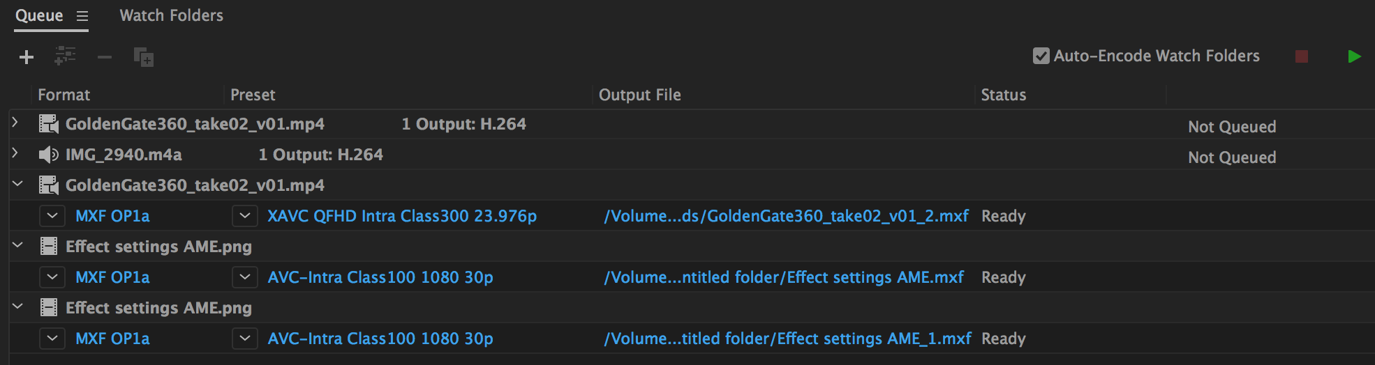 Queue panel Queue panel