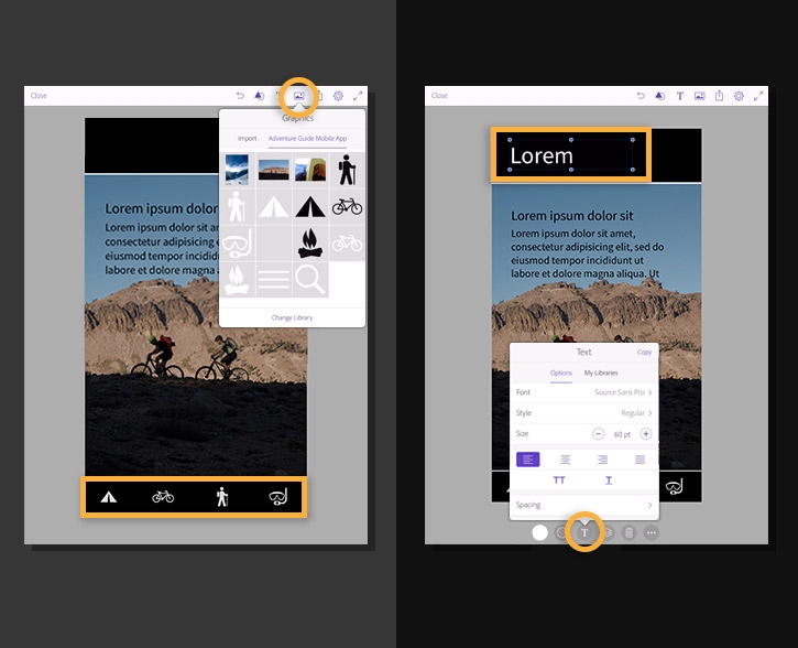 Add text and icons
