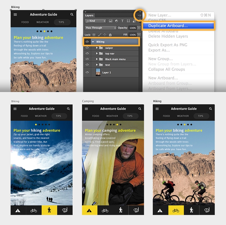 Mockup your app screens with artboards
