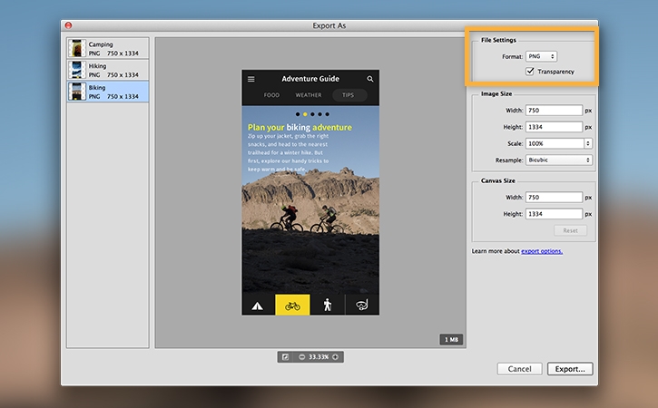Export your design