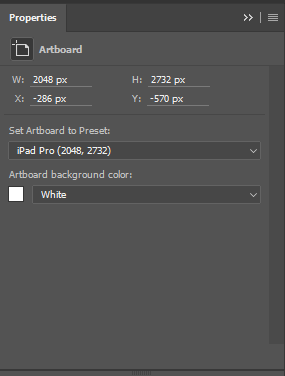 Artboard Properties panel Photoshop Artboard Properties panel