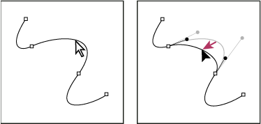 Klik om het curvesegment te selecteren en sleep het segment vervolgens om het aan te passen Photoshop - Het curvesegment selecteren door erop te klikken