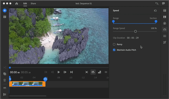 Speeding up or slowing down a clip