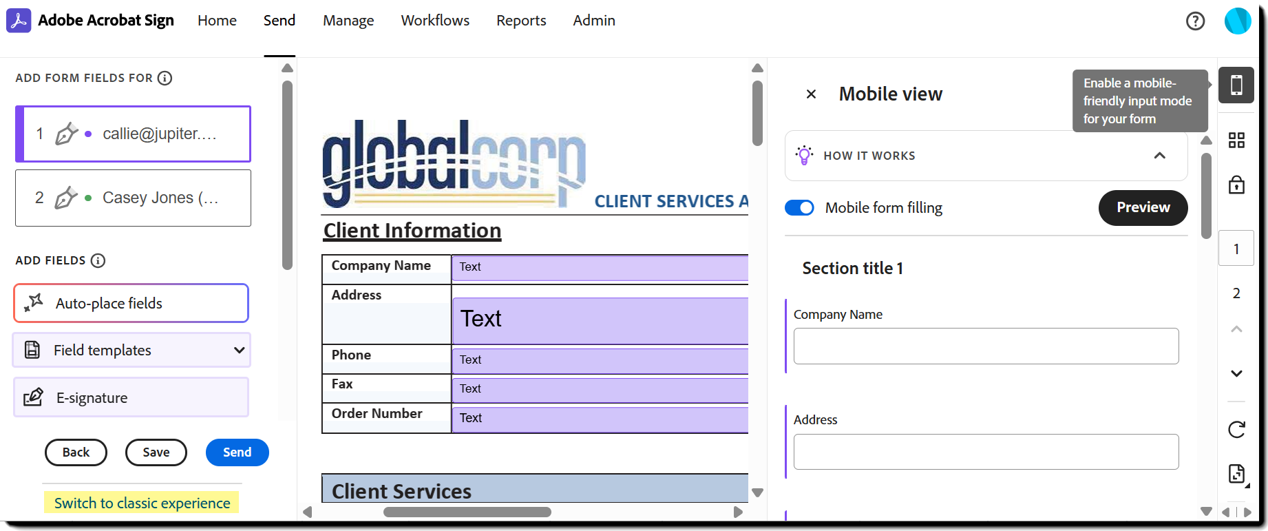Example of the Authoring page
