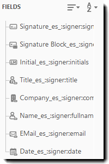 ES Fields listed Field names with arguments added