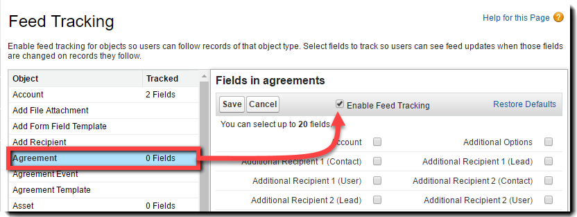 Enable Feed Tracking
