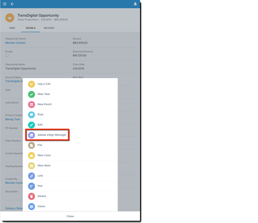 Select Adobe eSign Manager