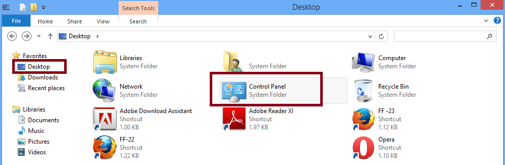 File Explorer with Control Panel selected